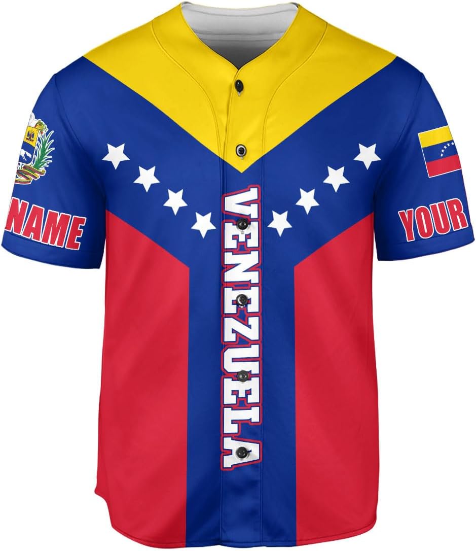 Custom Venezuela Jerseys for Men Venezuela Flag T-Shirt Venezuela Coat of Arms Shirt Venezuelan Pride Venezuela Flag Jerseys