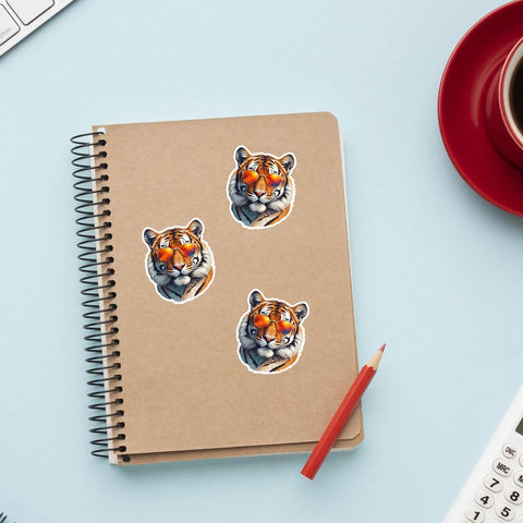 (3Pcs) Cool Tiger Sticker, Tiger Sunglasses Sticker, Tiger Decal, Tiger Sticker, Tiger Face Sticker, Tiger Bumper Sticker Vinyl Decal 3" - Stickers for Laptop Water Bottle Phone Car Window Helmet