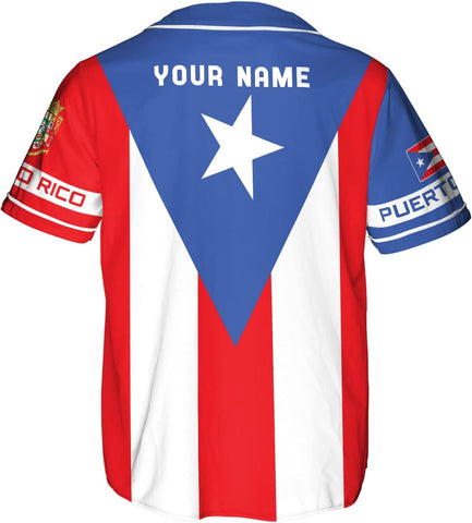 Mostefy Personalized Puerto Rico Baseball Shirt, Customized Team Name Puerto Rican Baseball Jersey for Men and Women S-5XL