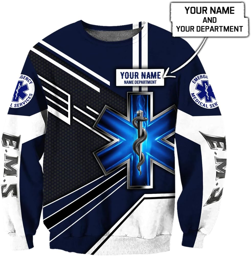 Personalized EMS 3D Shirts for Men Women, Emergency Medical Services Shirt, EMS Shirt, EMS Paramedic EMT Gifts (EMS 3)