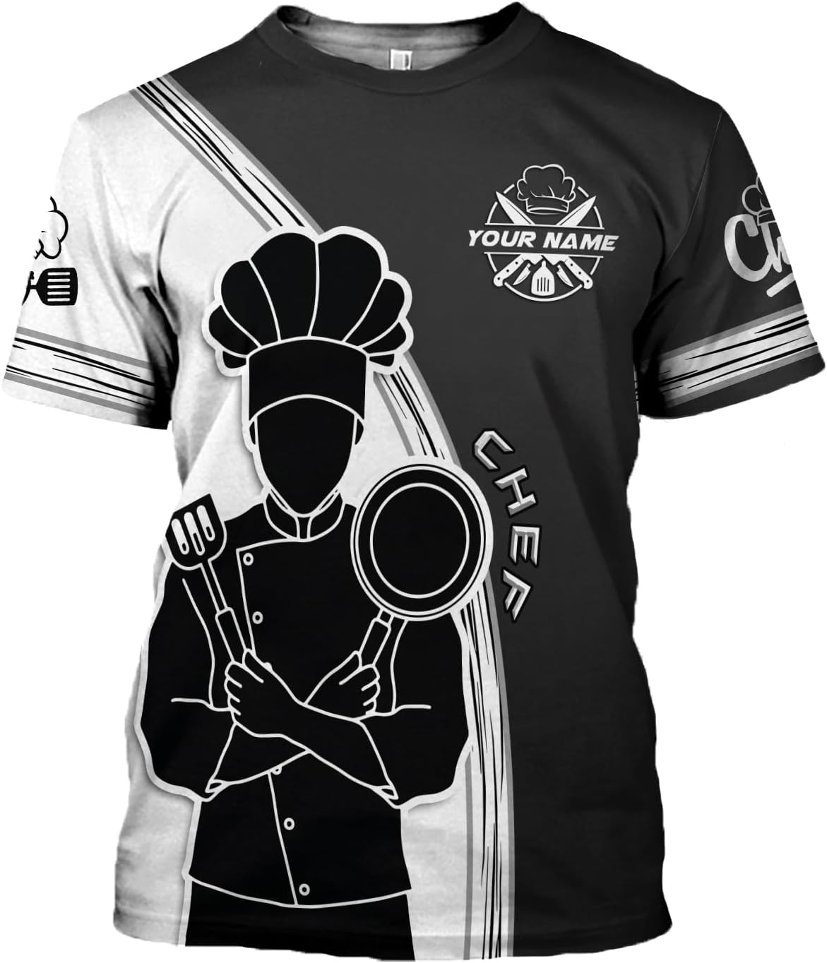 Custom Chef Shirt Chef Shirts for Men Gifts for Master Chef Lovers Custom Chef T Shirts for Men Funny 3D Chef Shirts for Men