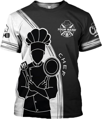 Custom Chef Shirt Chef Shirts for Men Gifts for Master Chef Lovers Custom Chef T Shirts for Men Funny 3D Chef Shirts for Men