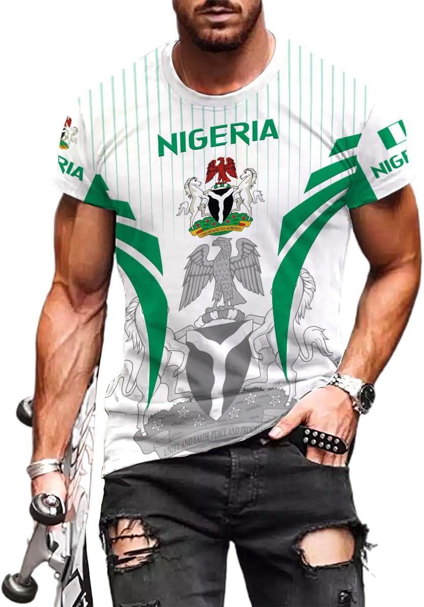 AOVL Personalized Nigeria Shirts Nigerian Flag Shirts Nigeria Flag Nigerian Pride Gift T-Shirt Nigerian Pride Shirt 3D S-5XL