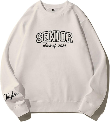 AOVL Personalized 2024 Embroidered Sweatshirt - Graduation Class Of 2024 Senior Class Embroidered Sweatshirt