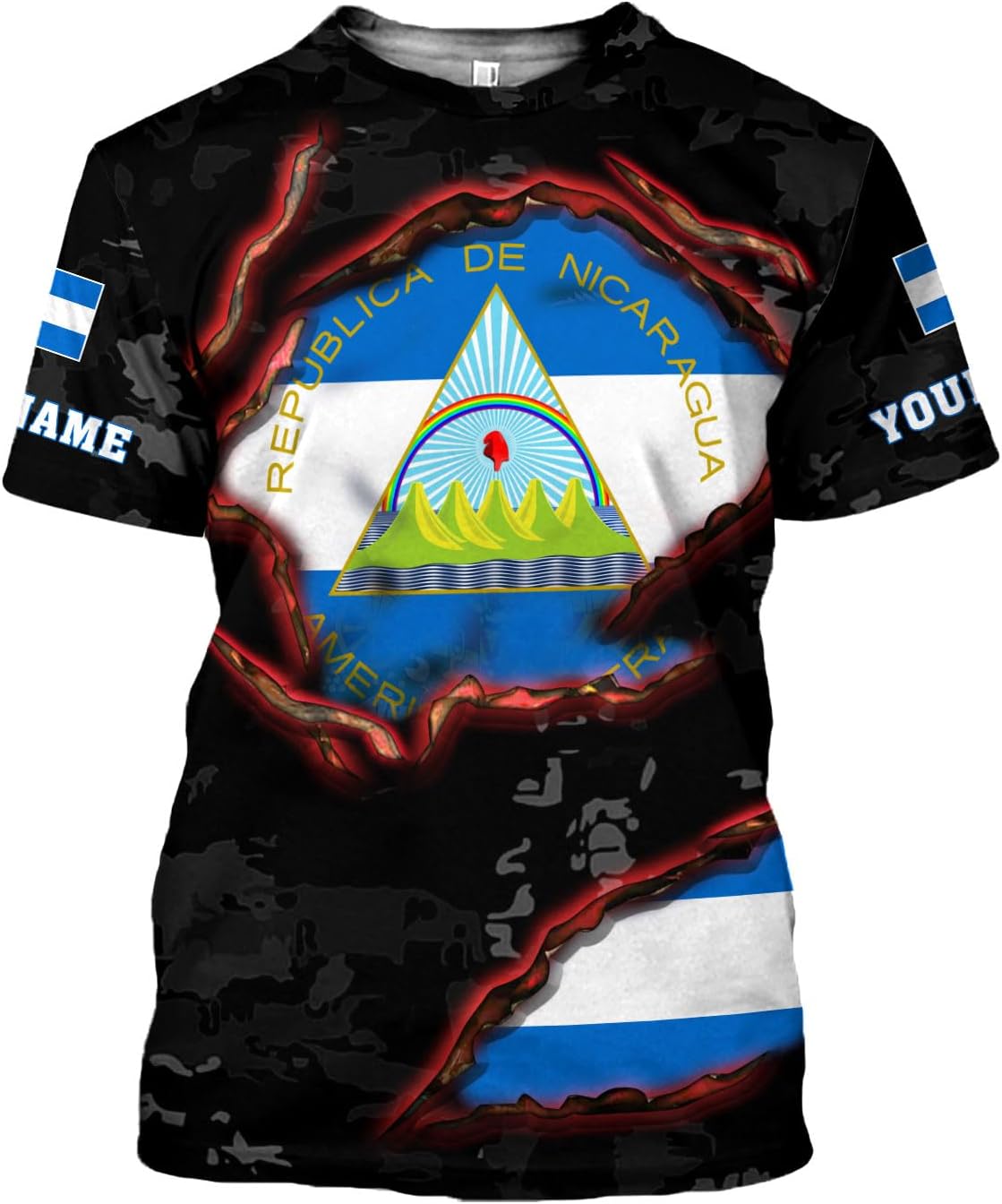 Rivelus Personalized Nicaragua Shirt 3D, Nicaragua Flag Shirts, Nicaraguan Camisas T-Shirt, Unisex Shirts for Men Women
