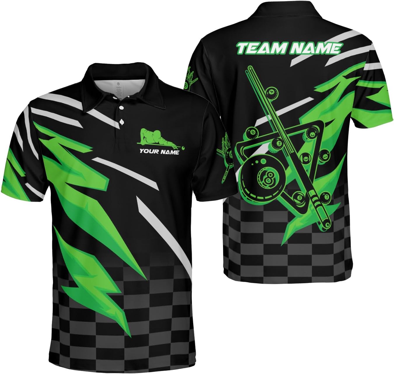Custom Billiard Polo Shirts for Men Women Personalized Name Team 8 Ball Shirt Billiards Apparel Pool 3D Tshirts Gifts Players
