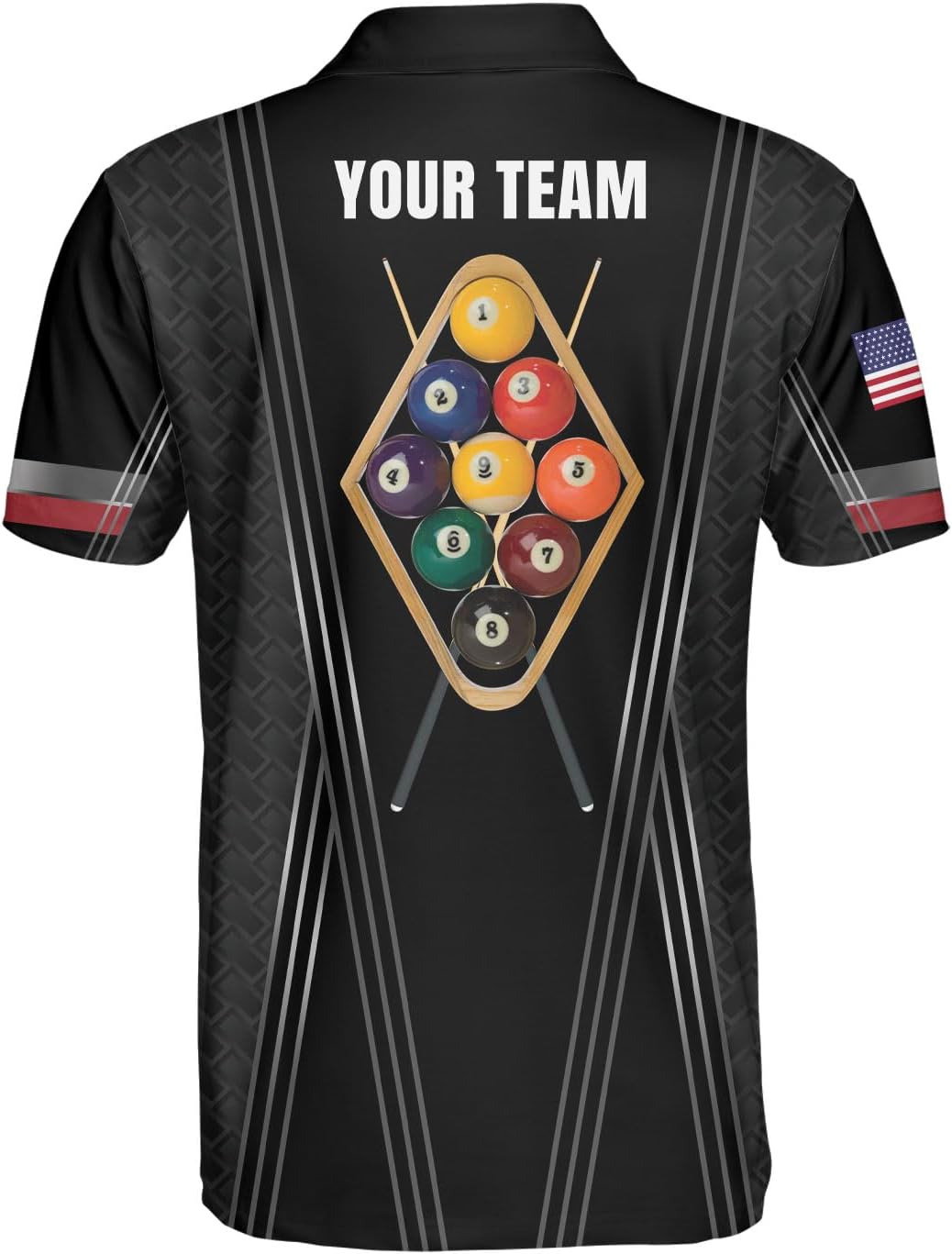 MoonArt Personalized Billiard Polo Shirts, Billiards Shirts for Men, Pool Shirts, 3D Billiards 8 Ball Pool, Billiard Team