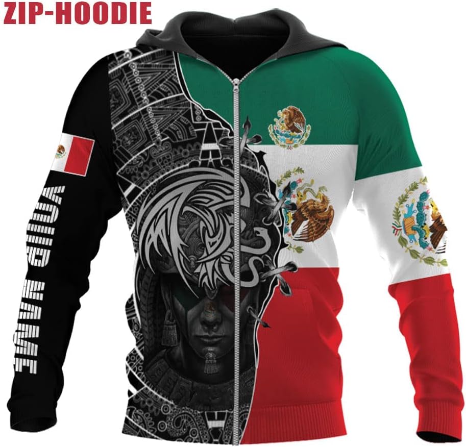 Mostprints Personalized Name Mexican Hoodie 3D, Mexican Hoodies for Men, Unisex Mexico Hoodie, Mexico Hoodies for Men
