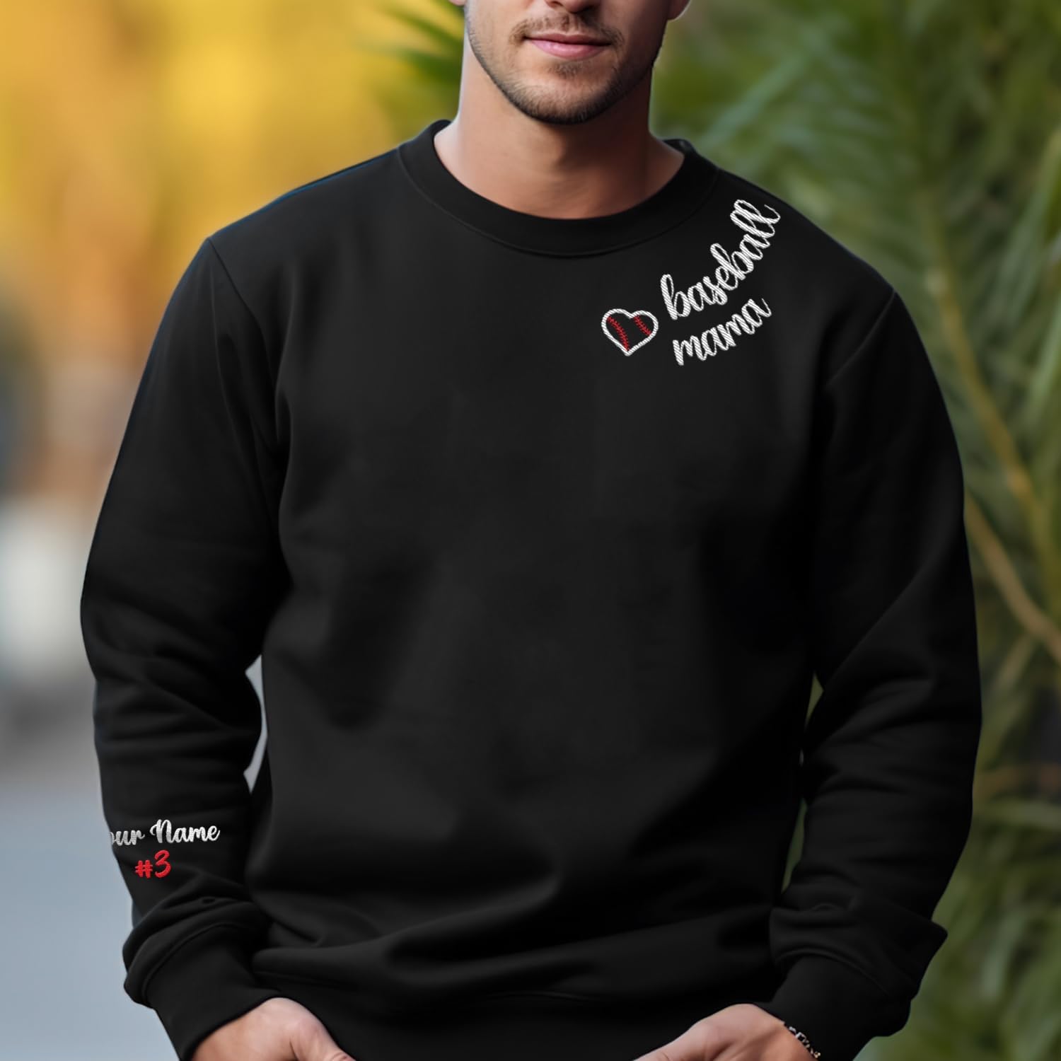 Intenprints Personalized Baseball Mom Embroidered Sweatshirt Customized Baseball Shirt Baseball Sweatshirts for Women and Men