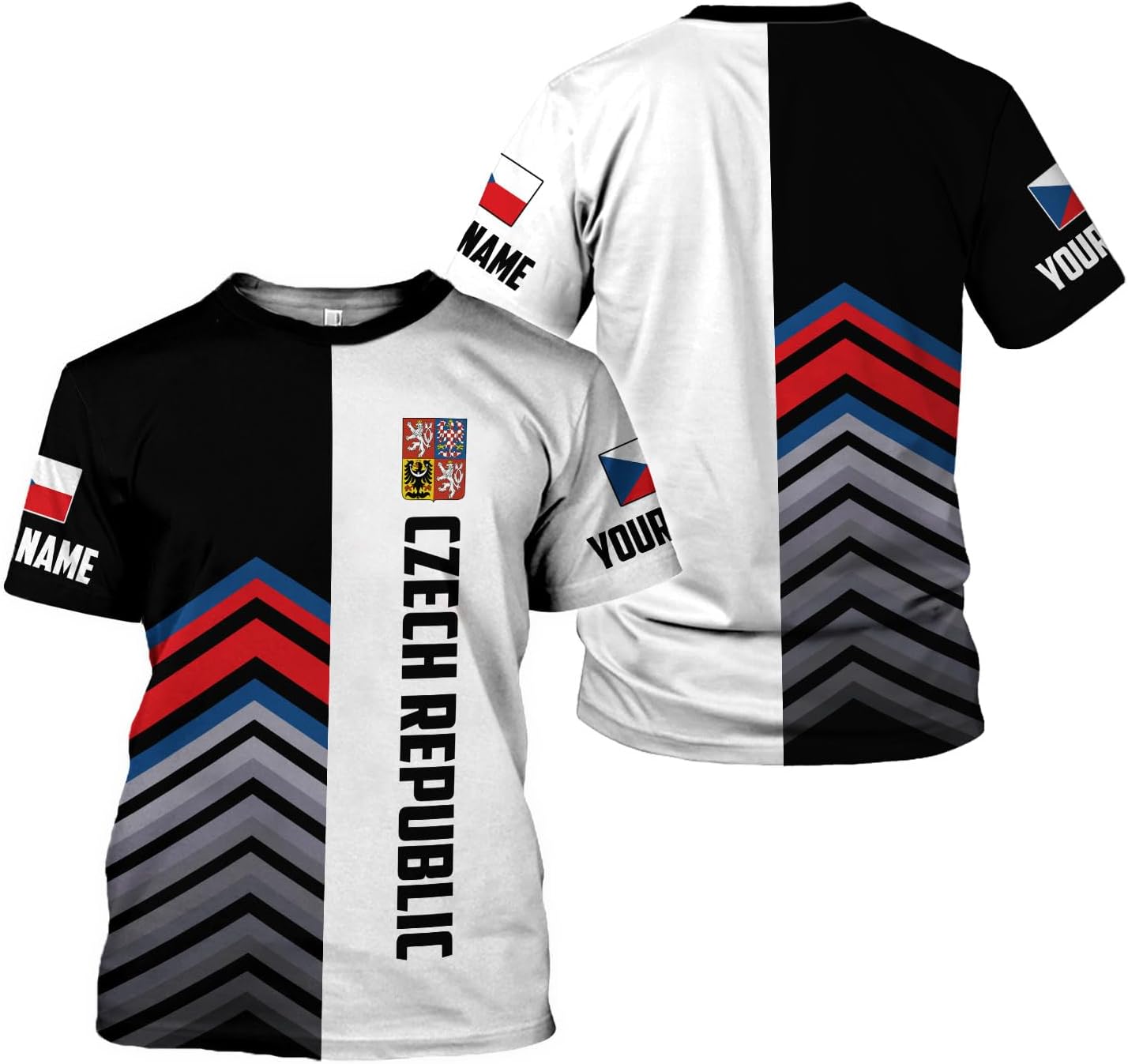 Personalized Czech 3D Shirts, Czechoslovakian T-Shirts, Czech Republic Flag Pride Shirt Unisex, Gifts for Czechs (CZ 6)
