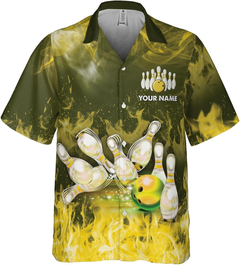 Pretyprints Custom Bowling Hawaiian Shirt 3D Men Women Personalized Button Down Short Sleeve Team Gifts Lover