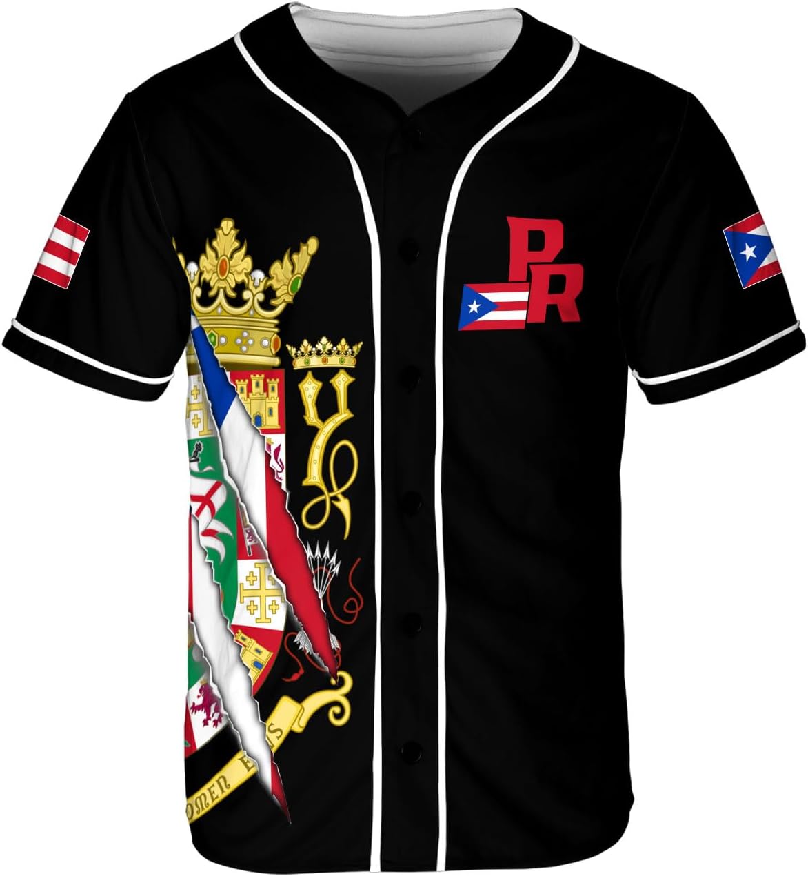 RoyalBro Personalized Puerto Rico Baseball Shirt - Custom Team Name, Puerto Rican Baseball Jersey for Men