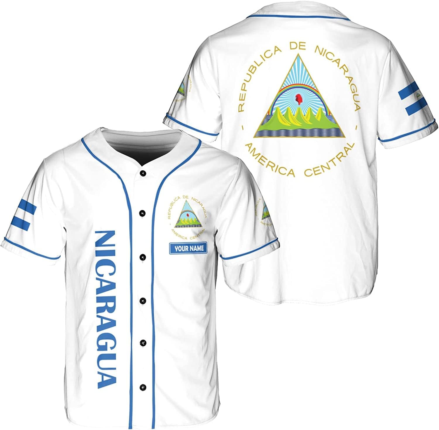 AOVL Personalized Nicaragua Baseball Jersey, Custom Nicaragua Baseball Jersey for Men & Women, Nicaraguan Camisas Shirt
