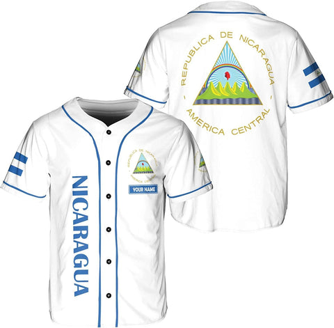 AOVL Personalized Nicaragua Baseball Jersey, Custom Nicaragua Baseball Jersey for Men & Women, Nicaraguan Camisas Shirt