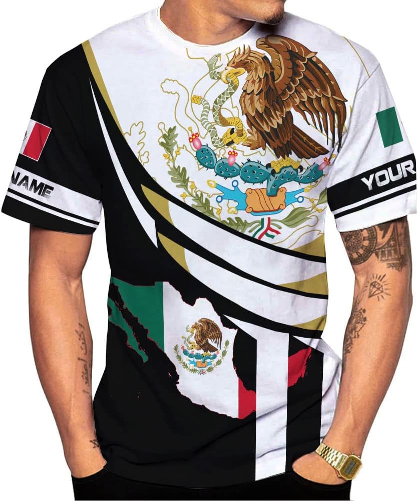 Mostefy Personalized Name Mexican Shirts for Men 3D, Customized Mexico Shirts for Men, Mexico Shirts for Women Mexico Shirt