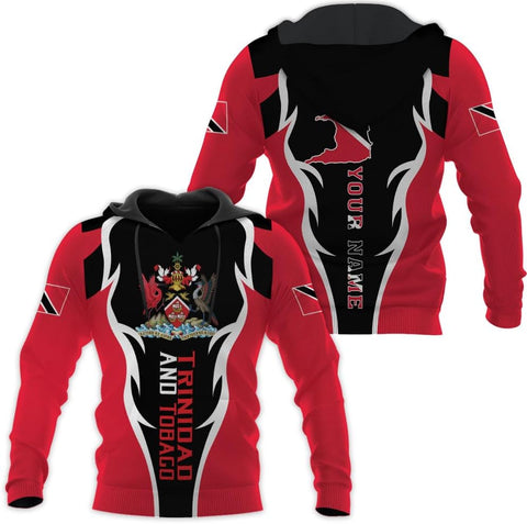 Vybonz Personalized Trinidad & Tobago Hoodie 3D Trinidad and Tobago Coat of Arms Flag Sweatshirt Trinidad Pride Zip Hoodie
