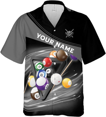 Personalized Billiard Hawaiian Shirt Button Down Custom Billiard Stick 8 Ball Pool Billiard Team Gift for Billiards