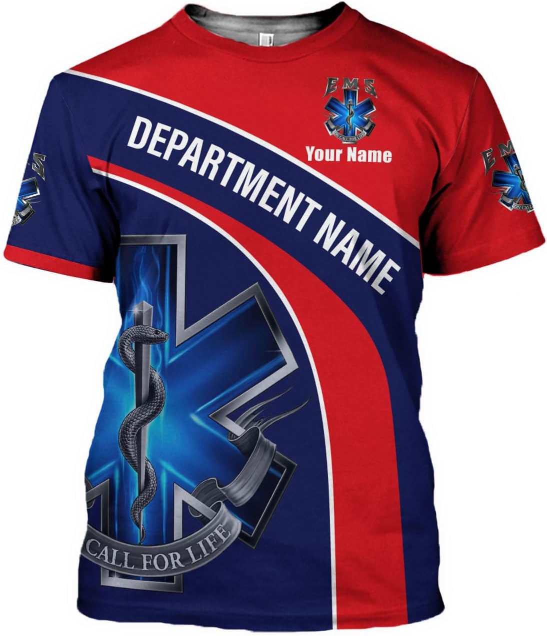 Mostprints Personalized Name EMS Shirt 3D Uniform Emergency Medical Technician, EMS Shirts for Men, EMT Shirt, Paramedic shirt