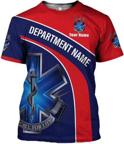 Mostefy Personalized Name EMS Shirt 3D Uniform Emergency Medical Technician, EMS Shirts for Men, EMT Shirt, Paramedic Shirt