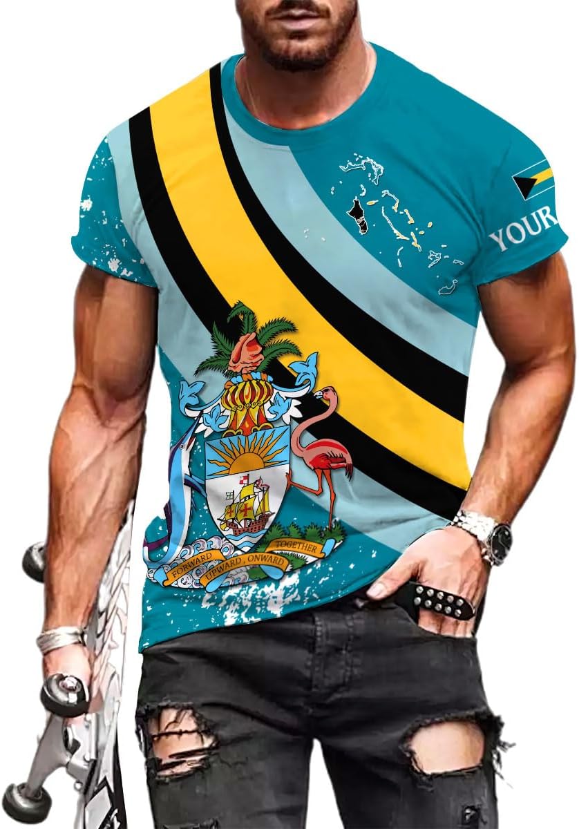 Personalized Bahamas Shirt 3D Custom Bahamas Flag Shirt for Men and Women Bahamas Pride Shirt