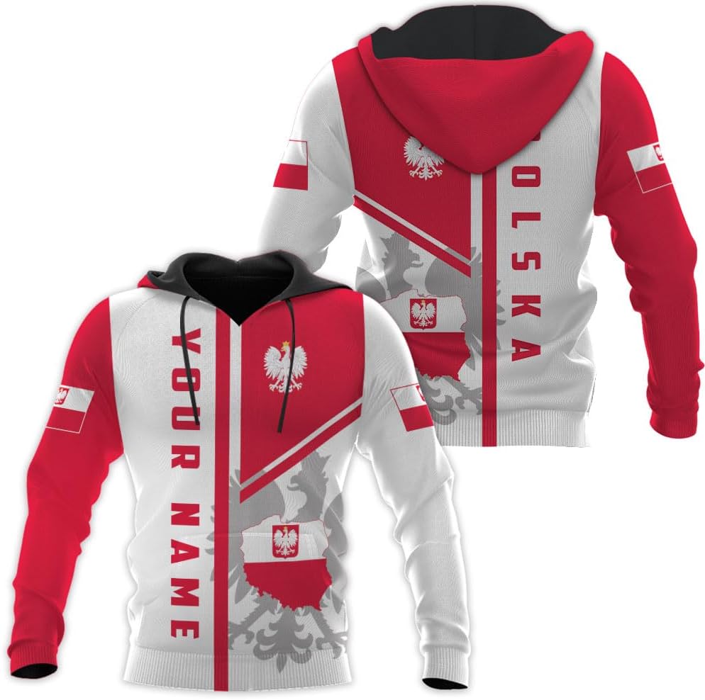 Vybonz Personalized Poland Hoodie Women & Men 3D, Poland Pride Shirt Polish Eagle