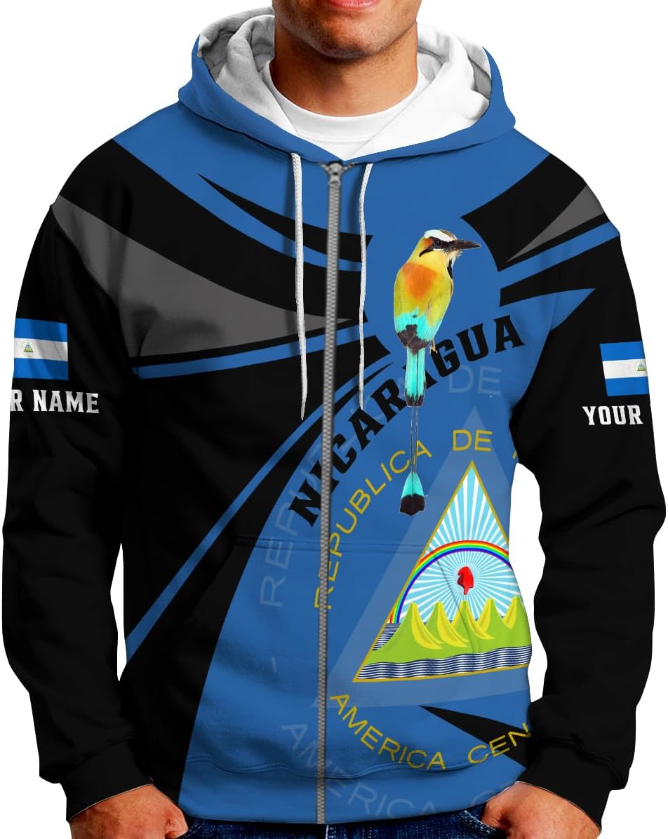 mostprints Personalized Nicaragua Hoodie Shirt Custom Nicaragua Flag Shirt for Men & Women Nicaragua Camisas Sweater