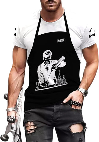 Personalized Bartender Shirt Custom Bartender Shirts Bartending 3D T Shirts Bartender Cocktail Wine Tshirt for Men and Women