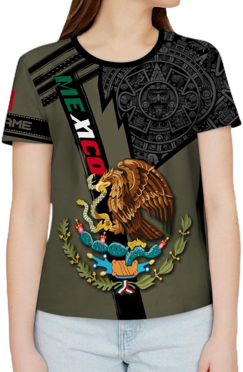 Mostprints Personalized Name Mexican Shirts for Men 3D, Customized Mexico Shirts for Men, Mexico Shirts for Women Mexico Shirt