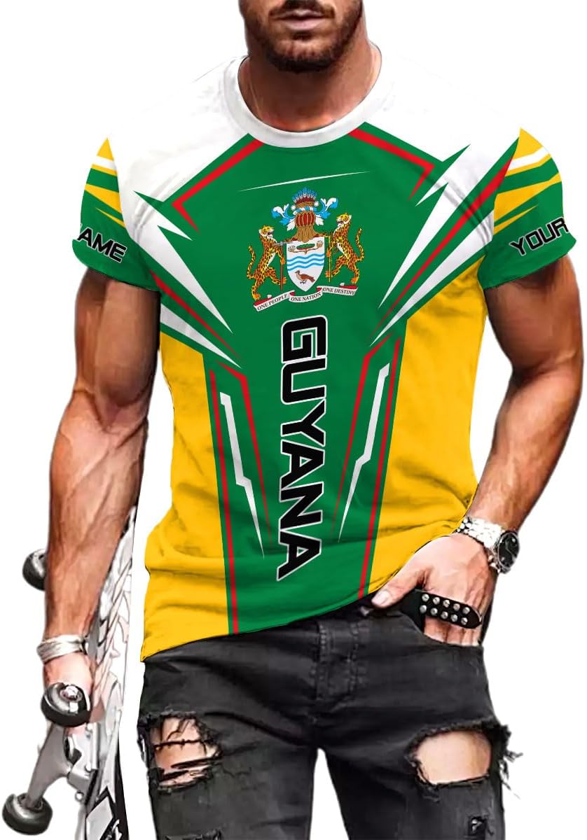 Personalized Name Guyana Shirts for Men and Women,Guyana Flag Funny Patriotic T-Shirt, Guyanese Pride Flag Shirt