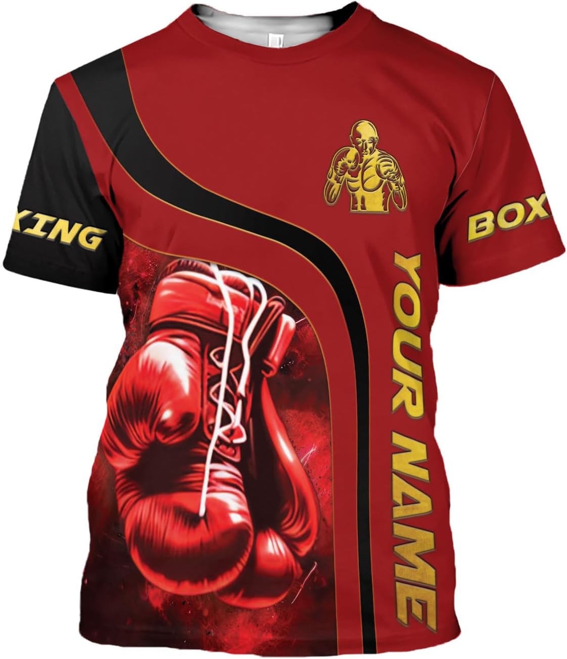 Pretyprints Personalized Boxing 3D Shirt, Boxing Shirts for Men Boxing Gloves Shirt Boxing Tee Shirt Gifts for Boxing Lovers