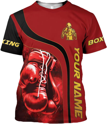 Pretyprints Personalized Boxing 3D Shirt, Boxing Shirts for Men Boxing Gloves Shirt Boxing Tee Shirt Gifts for Boxing Lovers