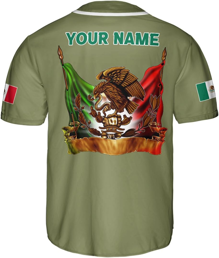 RoyalBro Personalized Mexico Baseball Jersey, Mexican Jersey for Men & Women, Mexican Flag Jersey, Mexico Shirt Camisas