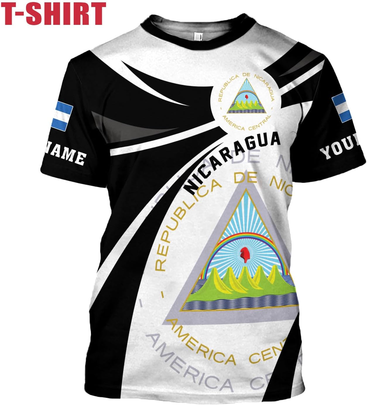 Rivelus Personalized Nicaragua Shirt 3D, Nicaragua Flag Shirts, Nicaraguan Camisas T-Shirt, Unisex Shirts for Men Women