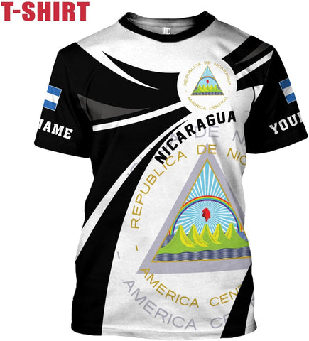 Rivelus Personalized Nicaragua Shirt 3D, Nicaragua Flag Shirts, Nicaraguan Camisas T-Shirt, Unisex Shirts for Men Women
