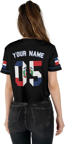 AOVL Custom Dominica Republic Crop Top Baseball Jersey Dominicana Republic Shirt for Team Dominican Flag Jersey for Men Women