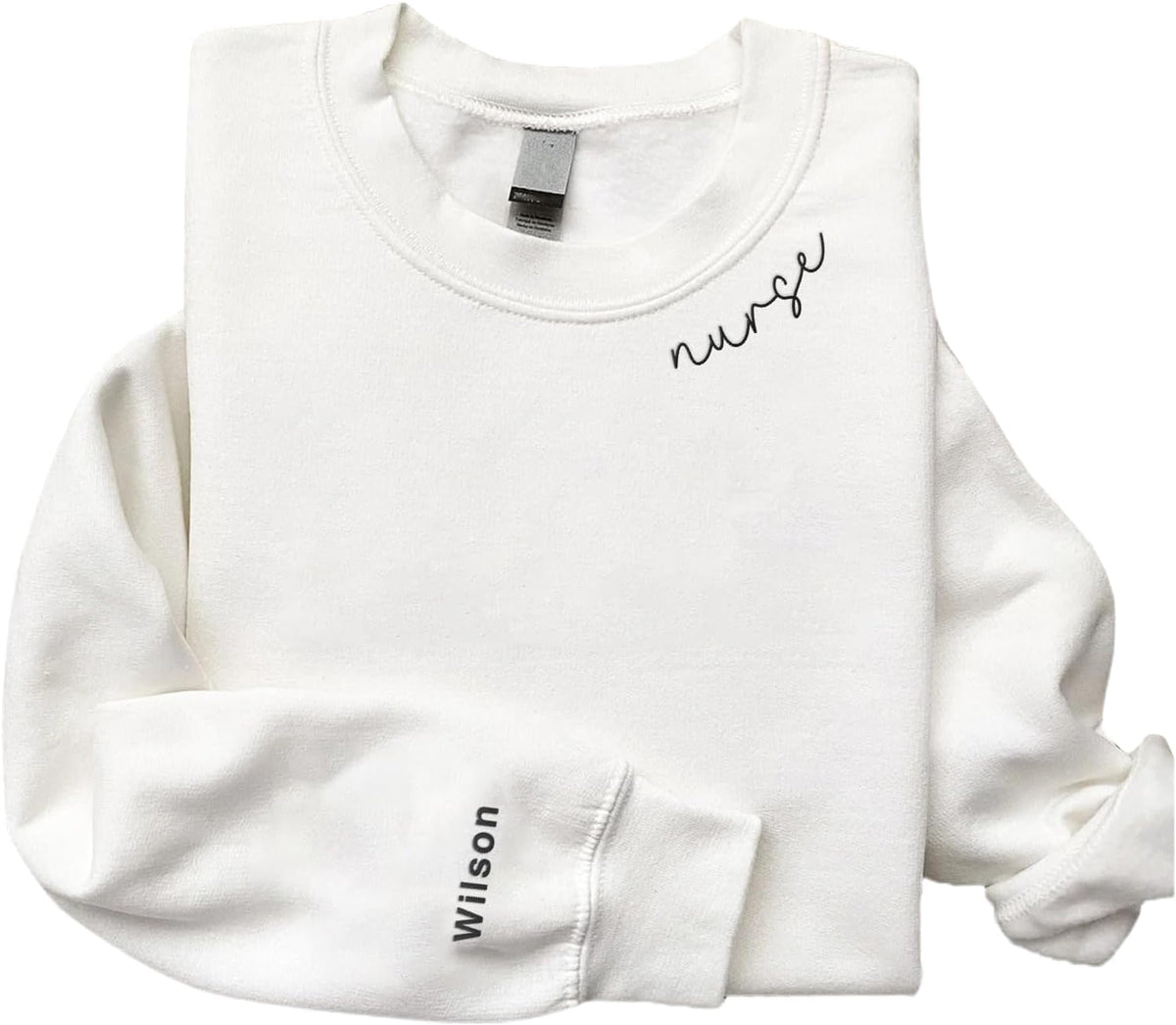 Personalized Embroidered Nurse Crewneck Sweatshirts for Women, Emergency Nurse Registered Nurse Sweatshirt (Cotton, SS71), Small-5X-Large