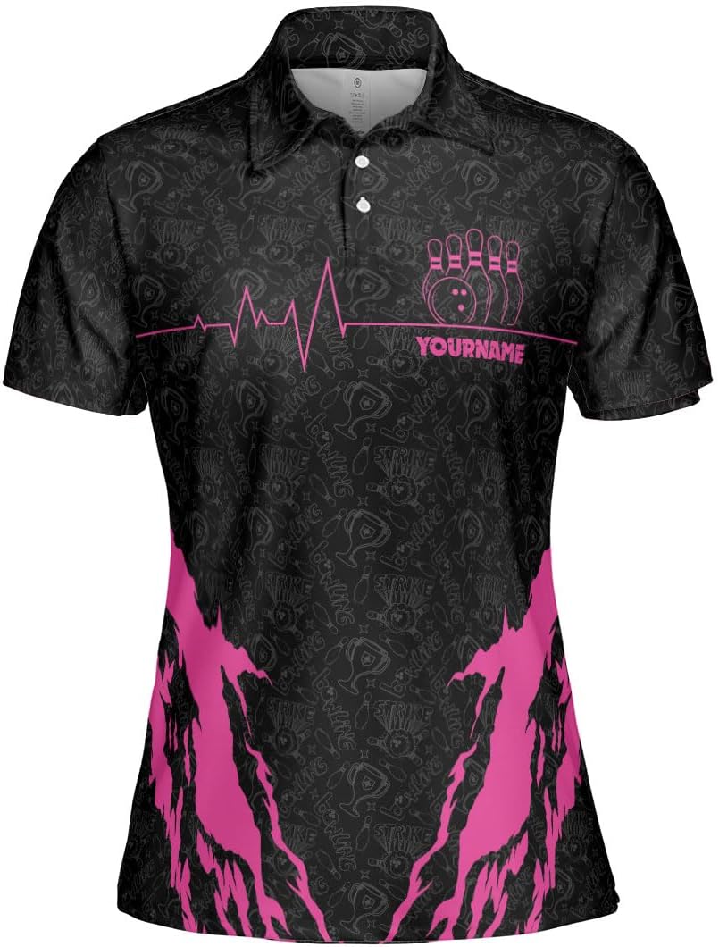 Personalized Bowling Shirts for Women, Custom Name Women Bowling Jersey, Ladies Bowling Polo Shirt for Team