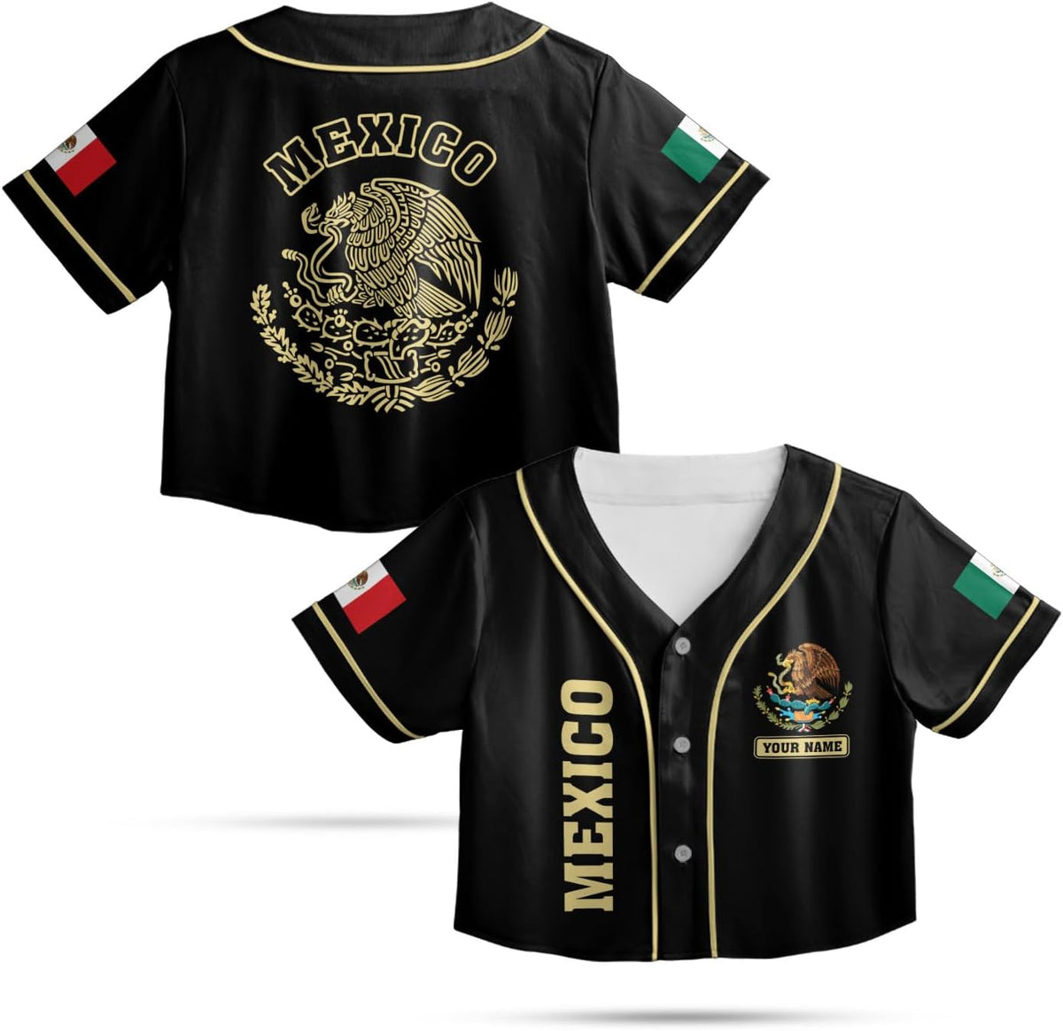 Custom Mexico Flag Crop Top Baseball Jersey Shirt Woman Playeras De Mexico 3D Personalized Mexican Jersey Shirts for Women