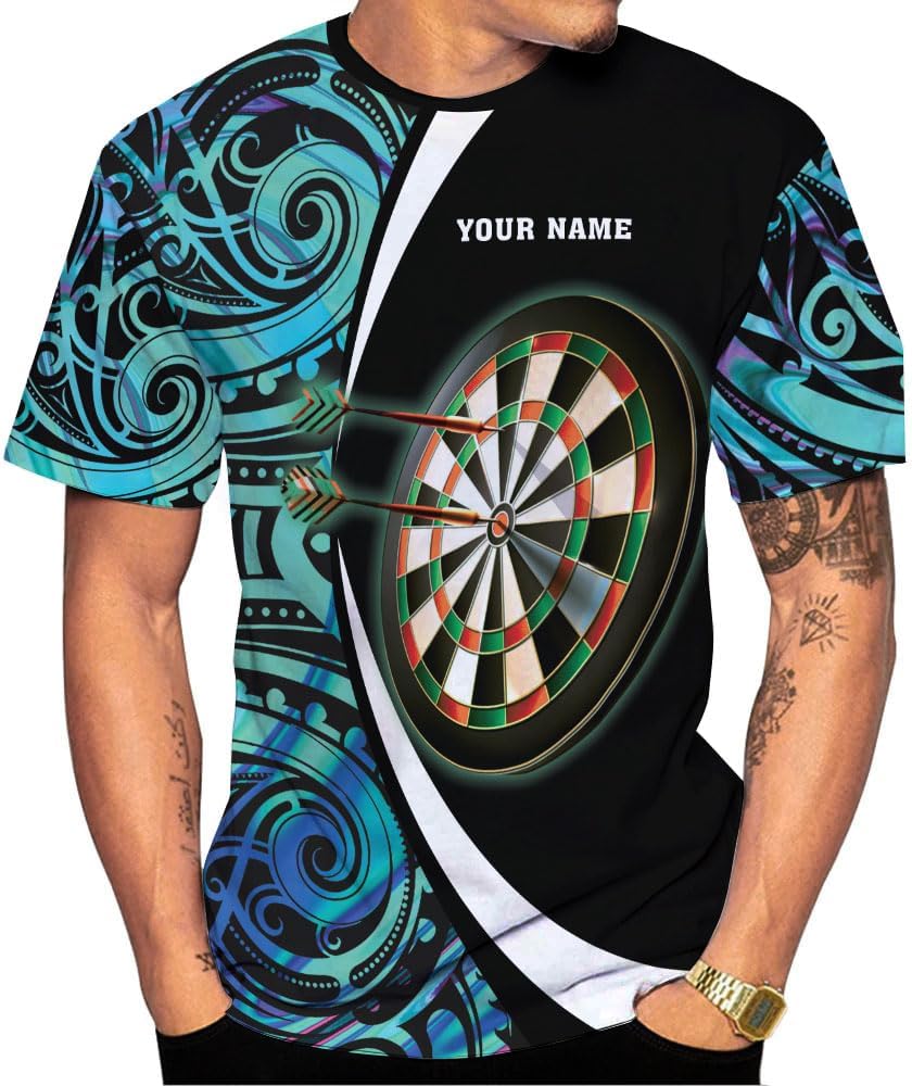 Ligthuy Personalized Name Dart Shirts 3D, Mens Dart Shirts, Dart Shirts for Teams, Funny Dart T-Shirts for Men and Women