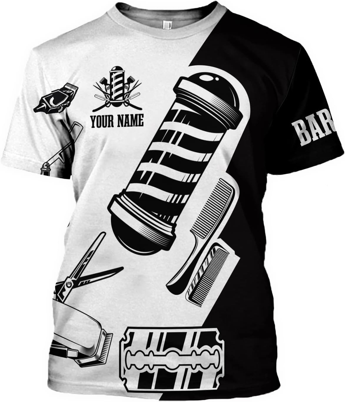 Vybonz Personalized Name Barber Gift for Barber 3D All Over Printed Shirts Gift for Men and Women