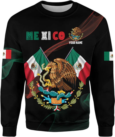 HomeDesign Custom Mexico Shirts Personalized Name Mexican 3D Flag Shirt for Men Women Aztec Unisex US Eagle Pride Camisas