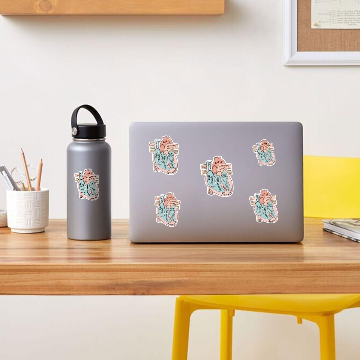 3 Pcs Anatomical Heart Holographic Stickers, Medical Hologrpahic Vinyl Stickers, Holographic Vinyl Water Assistant Stickers for Laptop Phone Water Bottle Cardiologist Phone Case 3"x3"