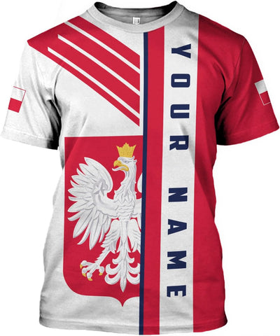 MoonArt Personalized Name Poland Shirt 3D, Poland Pride Shirts, Retro-Feel Polish Eagle Polska Unisex T-Shirt Polish Eagle