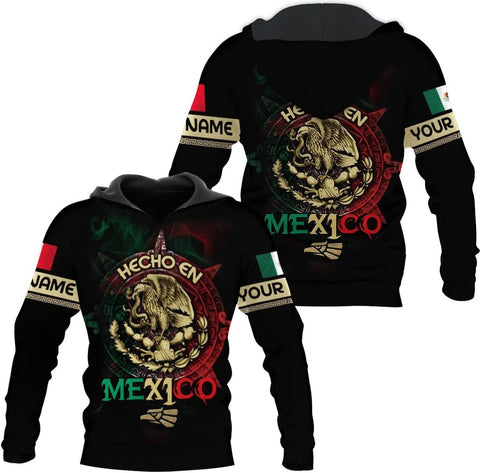 Mostprints Personalized Name Mexican Hoodie 3D, Customized Mexican Hoodies for Men, Unisex Mexico Hoodie, Mexico Hoodies for Men