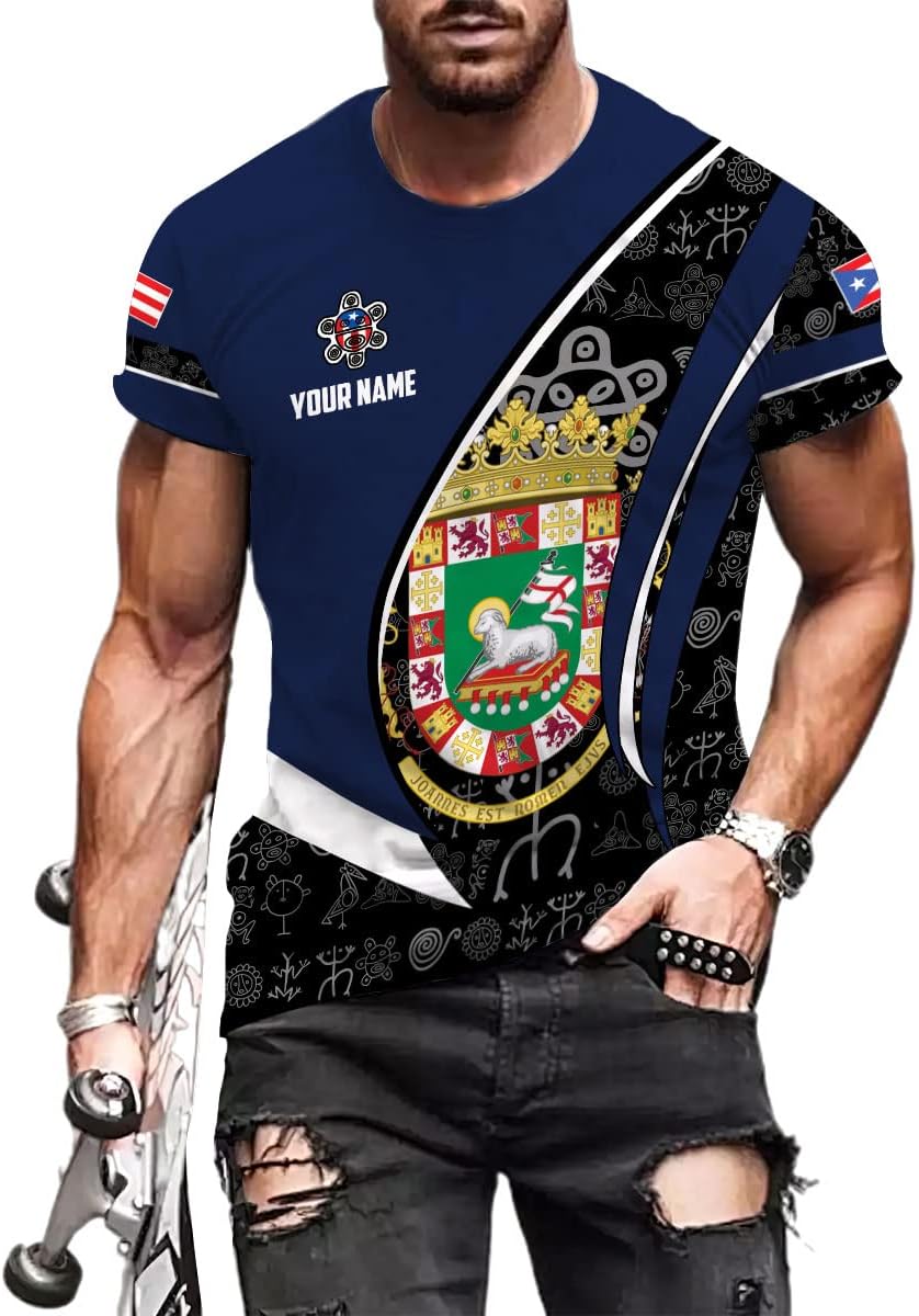 Personalized Name Puerto Rico T-Shirt 3D, Puerto Rico Shirt for Men Women, Puerto Rico Flag T Shirt All Over Printing S-5XL