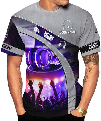MAPrints Personalized DJ 3D T-Shirts, Custom Name DJ 3D Tee, EDM Music Festival Clothing, DJ Gift Birthday, DJ Gifts for Men