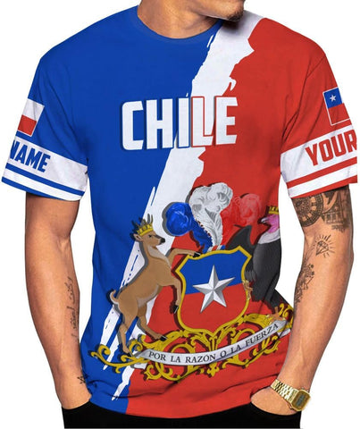 Personalized Name Chile Shirts for Men and Women, Chile Chilean Flag Pride Gift T-Shirt, Chilean Map and Flag