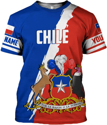 Personalized Name Chile Shirts for Men and Women, Chile Chilean Flag Pride Gift T-Shirt, Chilean Map and Flag