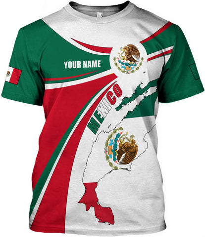Mostprints Personalized Name Mexican Shirts 3D Customized Mexico Shirt US Flag, Mexican Shirts for women Unisex