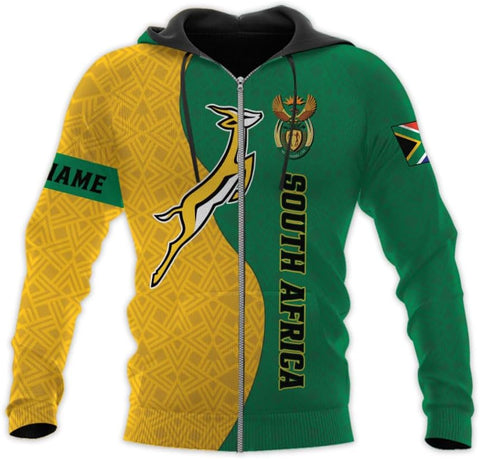 Leprints Personalized South Africa 3D Hoodie, African Pride Zip Hoodie, South Africa African Flag National Sweatshirt